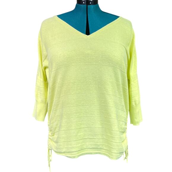 Lane Bryant 3/4 Sleeve V-Neck Sweater Plus Size 14/16 Yellow 100% Cotton - Picture 1 of 13